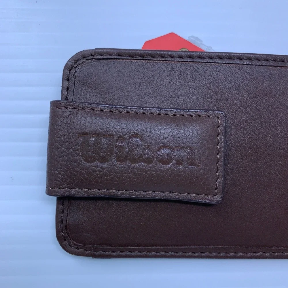 Wilson Mens OS Brown Leather Magnetic Front Pocket Money Clip Wallet NWT